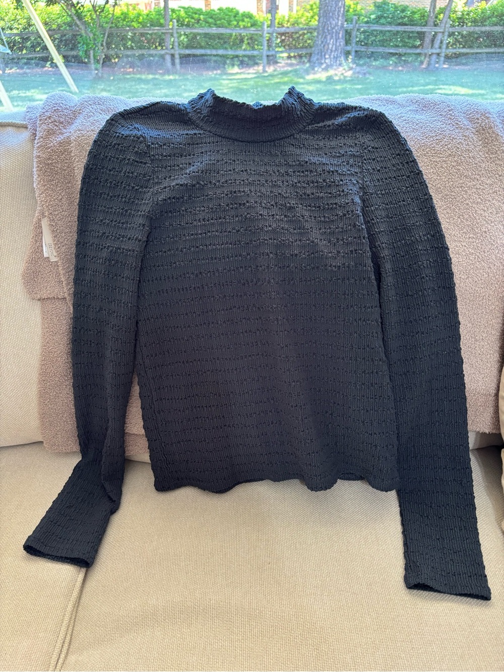 O'Neill Black Long-Sleeve Textured Knit Top